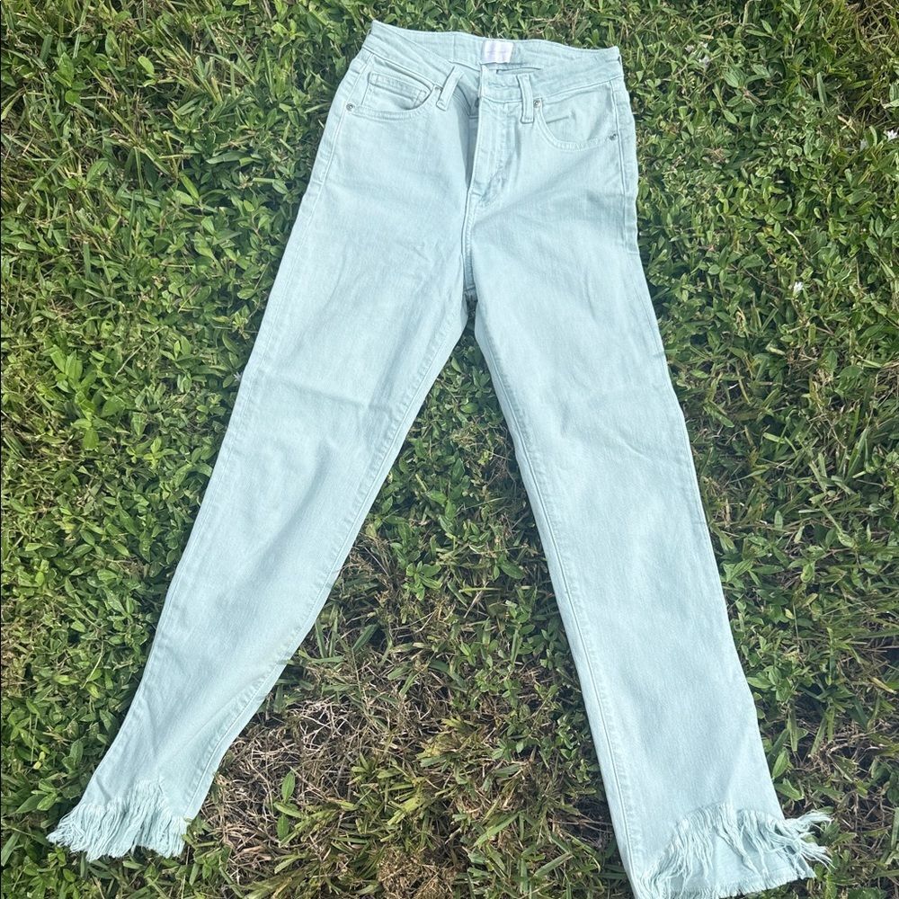 Jonathan Simkhai Light Blue Denim Jeans - NWOT - Fringe Bottom - Size 24